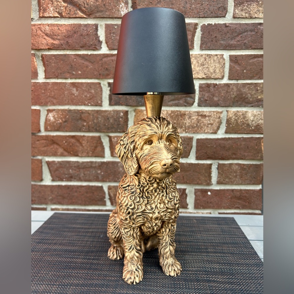Charming Golden Doodle Lamp 14.5”, Cordless LED Statue